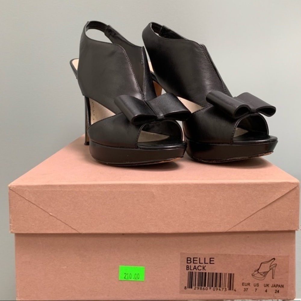 Rosegold black leather platforms
